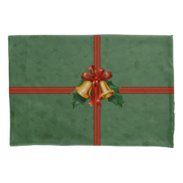 クリスマスベルとホリー葉ズグリーン 枕カバー