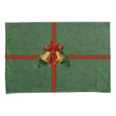 クリスマスベルとホリー葉ズグリーン 枕カバー (正面右)