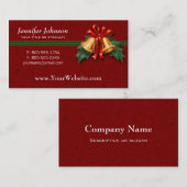 クリスマスベルとホリー葉ズ赤色 名刺 (正面/裏面)