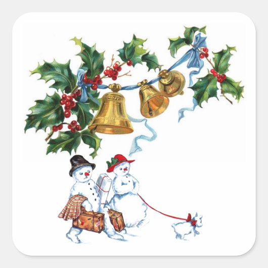 クリスマスベルとホリー スクエアシール (正面)