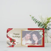 クリスマスベルとリボンの写真カード シーズンカード (スタンド正面)