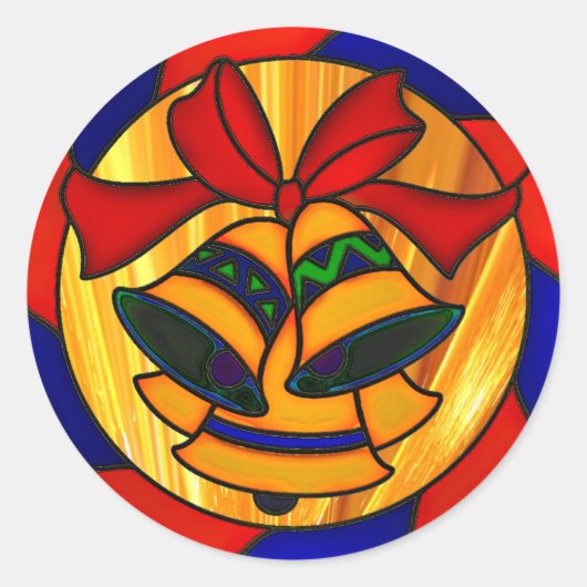 クリスマスベルとリボン ラウンドシール (正面)