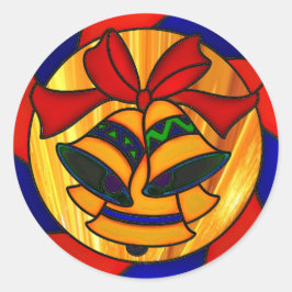 クリスマスベルとリボン ラウンドシール