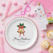 クリスマスベルとレッドリボンクリスマス休日 ペーパープレート (パーティー)
