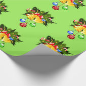 クリスマスベルと大枝シームレスギフトラップ ラッピングペーパー (角)