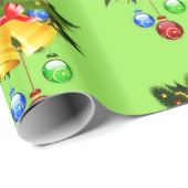 クリスマスベルと大枝シームレスギフトラップ ラッピングペーパー (ロールコーナー)