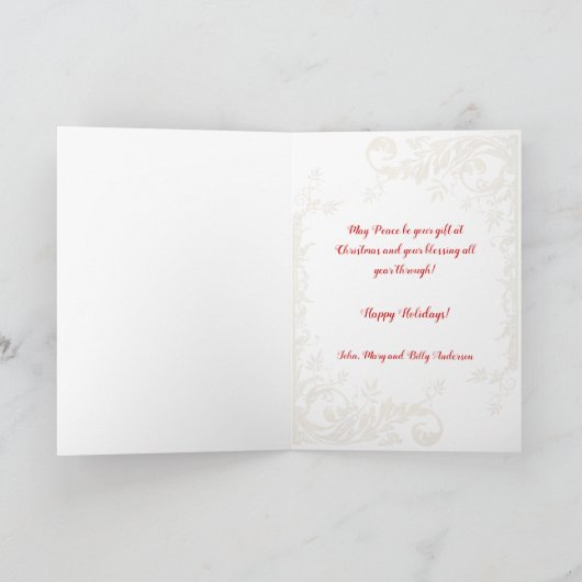 クリスマスベルと弓のフォトカード シーズンカード (内部)