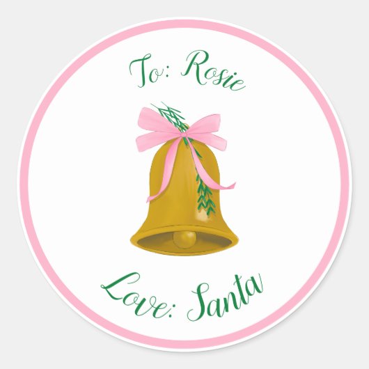 クリスマスベルと弓カスタムラベルシール ラウンドシール (正面)