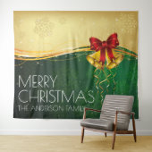 クリスマスベルと雪片バナーファミリー タペストリー (インサイチュ(横))
