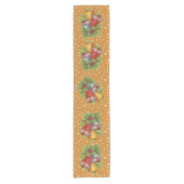 クリスマスベルと雪片金ゴールドテーブルランナー ショートテーブルランナー (正面)