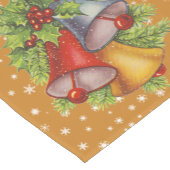 クリスマスベルと雪片金ゴールドテーブルランナー ショートテーブルランナー (コーナー)