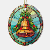 クリスマスベルのステンドグラススタイル セラミックオーナメント (左)