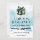 クリスマスベルの冬の背景 招待状 (正面)