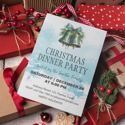 クリスマスベルの冬の背景 招待状