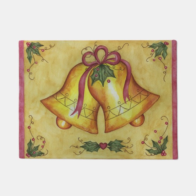 クリスマスベルの装飾 ドアマット (正面)