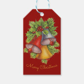 クリスマスベルの金ゴールドギフトラベル ギフトタグ (正面)