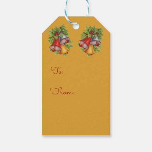 クリスマスベルの金ゴールドギフトラベル ギフトタグ (裏面)