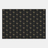 クリスマスベルの金ゴールド赤い濃い緑の黒かわいい ラッピングペーパーシート (正面3)