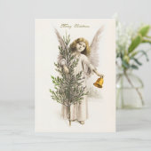 クリスマスベルを持つ天使ヴィンテージ シーズンカード (スタンド正面)