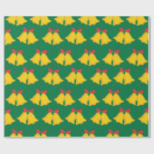 クリスマスベルエレガントズフェスティバルグリーンシームレス ラッピングペーパー (フラット)