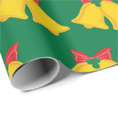 クリスマスベルエレガントズフェスティバルグリーンシームレス ラッピングペーパー (ロールコーナー)