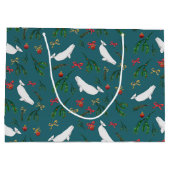 クリスマスベルガクジライラストレーションパターン ラージペーパーバッグ (裏面)