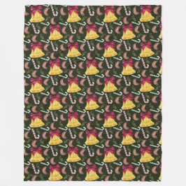 クリスマスベルキャンディキャン&クッキー フリースブランケット