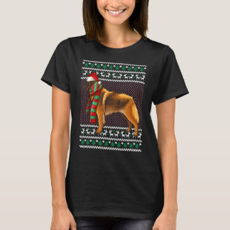 クリスマスベルギーテルブレン犬サンタハット醜いクリスマス Tシャツ