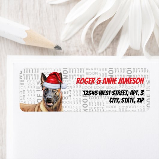クリスマスベルギーマリノイスドッグホリデーアドレス ラベル (インサイチュ)