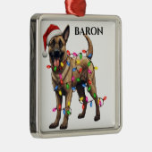 クリスマスベルギーマリノイスドッグライト メタルオーナメント (右)