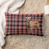 クリスマスベルギーマリノイスドッグレッドプレイドホリデー ランバークッション (ブランケット)