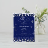 クリスマスベルズネイビーブルーエレガント企業の 箔招待状ポストカード (立ち正面)