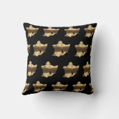 クリスマスベルズパターンブラック金ゴールドフェスティバル エレガント クッション (裏面)