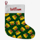 クリスマスベルズパターン ラージクリスマスストッキング (正面)