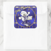 クリスマスベルズベアーブルーと金ゴールドシール スクエアシール (バッグ)