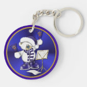 クリスマスベルズベアーブルー&金ゴールドアクリルキーチェーン キーホルダー (裏面)