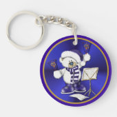 クリスマスベルズベアーブルー&金ゴールドアクリルキーチェーン キーホルダー (正面)