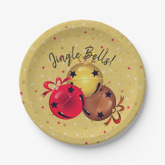 クリスマスベルズボーズスノーフレークスホリデー ペーパープレート (正面)
