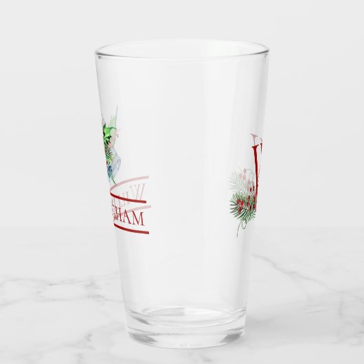 クリスマスベルズレッドベリーズエバーグリーンネームイニシャル タンブラーグラス (右)