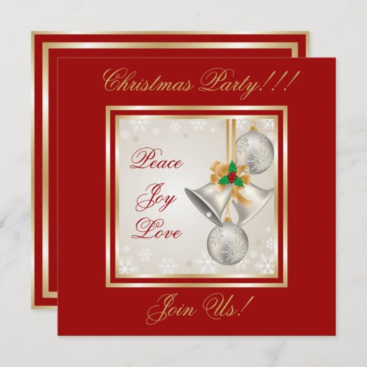 クリスマスベルズ&オーナメントパーティの招待状 招待状 (正面/裏面)