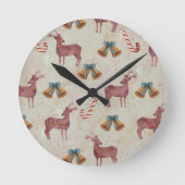 クリスマスベルディアキャンディーケーンアクリルウォールクロック ラウンド壁時計 (正面)