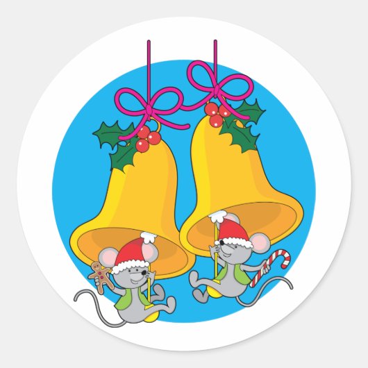 クリスマスベルネズミ ラウンドシール (正面)