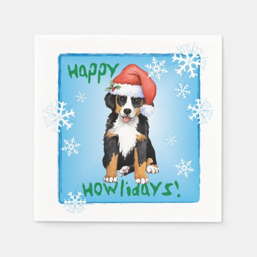 クリスマスベルネーズマウンタインドッグ スタンダードカクテルナプキン (正面)