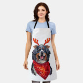 クリスマスベルネーズマウンテンドッグ エプロン (着用した状態)
