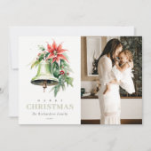クリスマスベルパインポインセチア水彩写真 シーズンカード (正面)