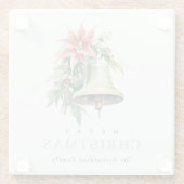 クリスマスベルパインポインセチア茎葉水彩 ガラスコースター (裏面)