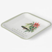 クリスマスベルパインポインセチア茎葉水彩 ペーパープレート (傾斜あり)