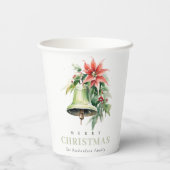 クリスマスベルパインポインセチア茎葉水彩 紙コップ (裏面)