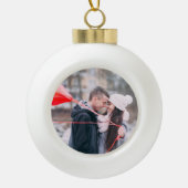 クリスマスベルポインセチアパーソナライズされた写真 セラミックボールオーナメント (正面)