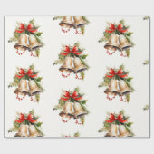 クリスマスベルラッピング紙(赤、金ゴールド、緑) ラッピングペーパー (フラット)